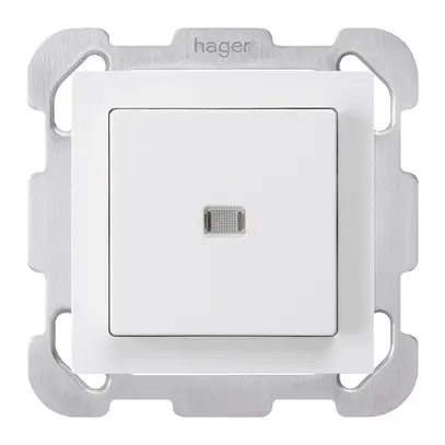 Interrupteur poussoir lumineux ENC kallysto 3/2P blanc avec plaque de fixation 