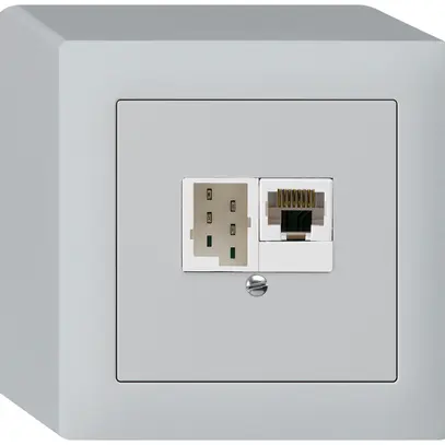 Scatola AP kallysto 1×RJ45u+1×TT83 grigio chiaro 