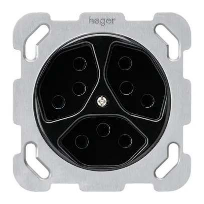 Insert pour prise ENC basico 3×type 13 avec plaque de fixation noir 