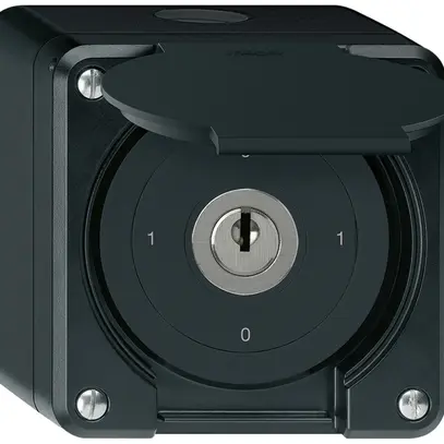Interrupteur à clé AP robusto IP55 avec clapet S0/3P noir 