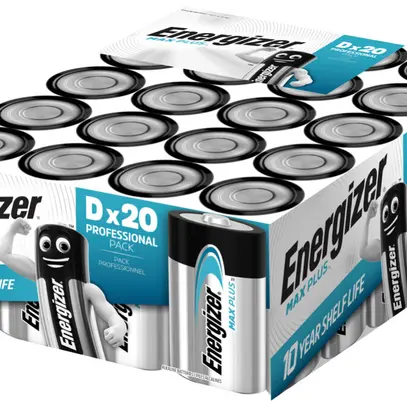 Pile alcaline Energizer Max Plus D LR20 1.5V, box à 20 pièces 