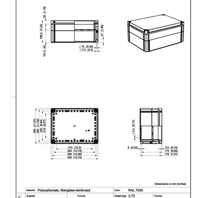 Coffret d'appareils RW CUBO O 300×400×180mm OPCP G OHI CP 1H gris 