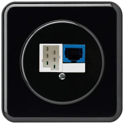 Insert pour prise ENC DSL basico 1×RJ45/1×T+T noir 