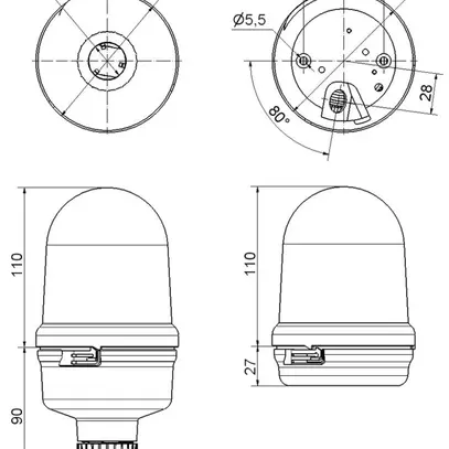 Blitzleuchte BM 230VAC gelb Ø98mm IP65 