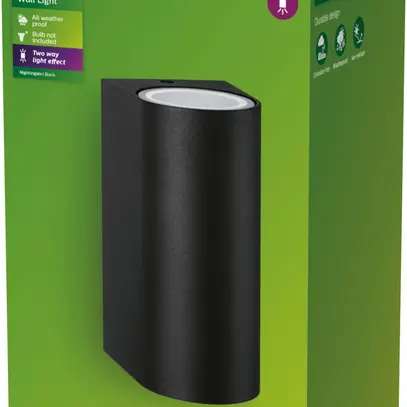 Applique Philips Nightingale GU10 2×35W IP44 direct/indirect 160×96×80mm noir 