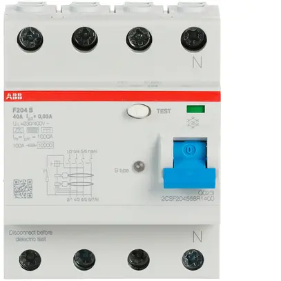 Interrupteur différentiel proM compact 3PN type B, 40A 30mA 4UM légèr.retardé 