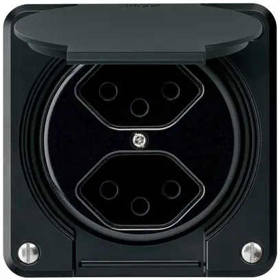 Presa INC robusto 2×tipo 13 nero per combinazione 