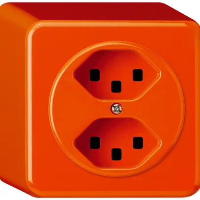 AP-Steckdose basico 2×Typ 23 orange mit Steckklemmen 