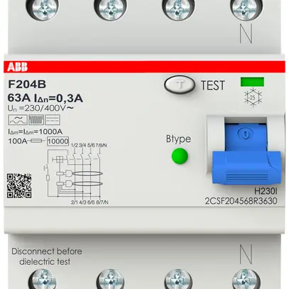 Interrupteur différentiel proM compact 3PN type B, 63A 300mA 4UM légèr.retardé 