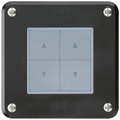 Interruttore per tapparelle INC robusto IP55 nero con 4 tasti di comando 