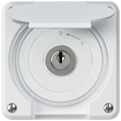 Contact pivotant à clé ENC robusto IP55 blanc avec clapet 2P pour combinaison 