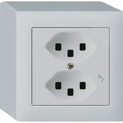 AP-Steckdose Hager kallysto 2×T23 1×S Q lichtgrau 