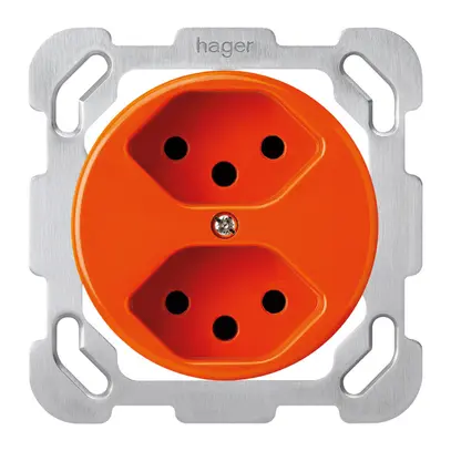 Inserto per presa INC basico 2×tipo 13S con placca di fissaggio arancione 