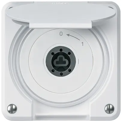 Contact pivotant à clé ENC robusto IP55 blanc avec clapet sans cylindre 2P combi 