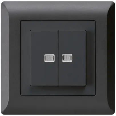 Pulsante luminoso INC kallysto.line 2×AR/1P con 2 lenti nero 
