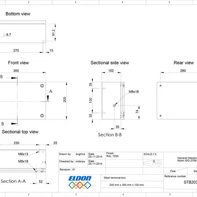Scatola di raccordo nVent HOFFMAN STB 300×200×120mm IP66 grigio 