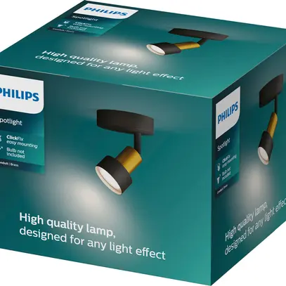 Spot Philips Conduit GU10 1×5W 109×100mm noir/laiton 