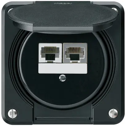 Boîte de raccordement ENC robusto IP55 noir 1×RJ45/s 1×RJ45/u séparés 