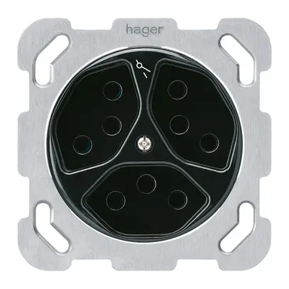 Inserto per presa INC basico 3×tipo 13S con placca di fissaggio nero 