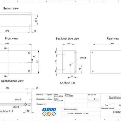 Scatola di raccordo nVent HOFFMAN STB 400×200×120mm IP66 grigio 