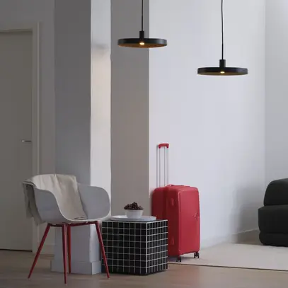 Luminaire suspendu LEDVANCE Decor Plate E27 1×15W Ø400mm noir/bois 