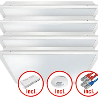 Set di lampade LED INS ESYLUX CELINE-2 625×625 4×30W 827…865 16000lm opale 