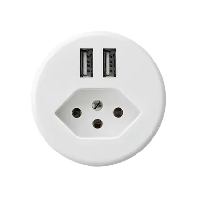 Presa 2×USB & tipo 13 basico A 2400mA bianco 