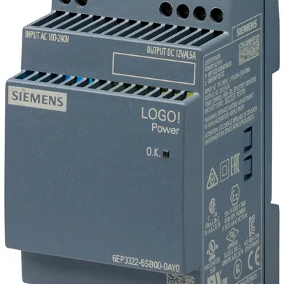 Stromversorgung Siemens LOGO!POWER, IN:100…240VAC, OUT:12VDC/4.5A, 3TE 