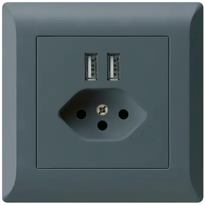 Prise ENC 2×USB & T13 kallysto.line 2400mA anthracite 