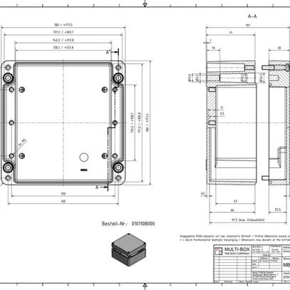 Scatola alluminio SWIB ENSTO AG 180×180×100mm IP66 grigio 