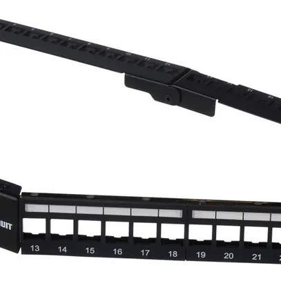 Panneau patch Panduit 24-port Keystone 1UH, à angle, noir 