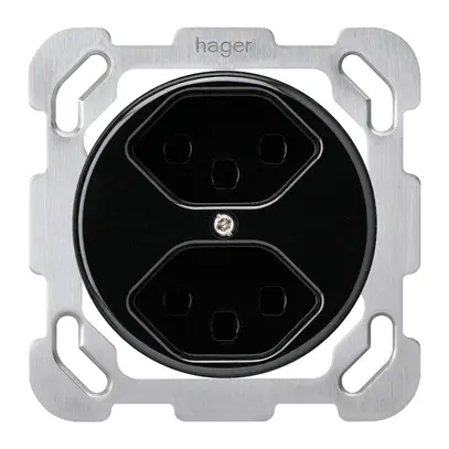 Insert pour prise ENC basico 2×type 23 noir avec bornes enf. 