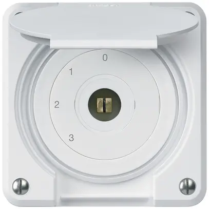 Interrupteur à clé carrée ENC robusto IP55 avec clapet S5/1P blanc combi 