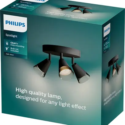 Spot Philips Cleft GU10 3×5W 235×196mm noir 