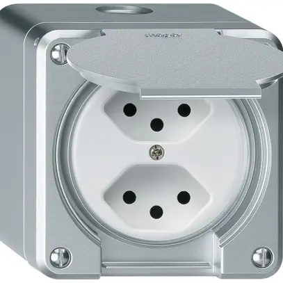 Prise AP robusto 2×type 13 aluminium 