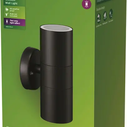 Applique Philips Kylis GU10 2×25W IP44 direct/indirect 160×90×78mm noir 