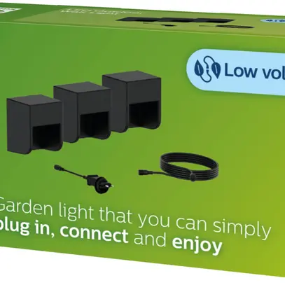 Applique LED Philips Grits 1.5W 180lm 827 IP44 noir 3 pcs 