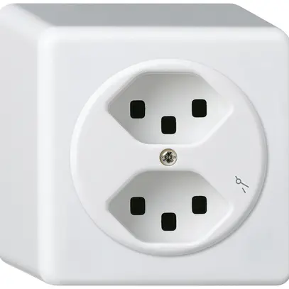 Prise AP Hager basico 2×type 23 1×S Q blanc 