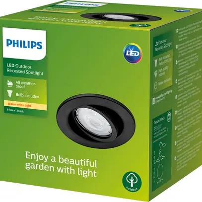 Spot INS Philips Fresco GU10 1×4.6W 2700K IP23 Ø100mm nero 