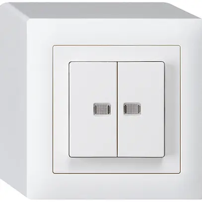 Interrupteur poussoir lumineux AP kallysto 1/3+3/1 avec 2 lentilles blanc 