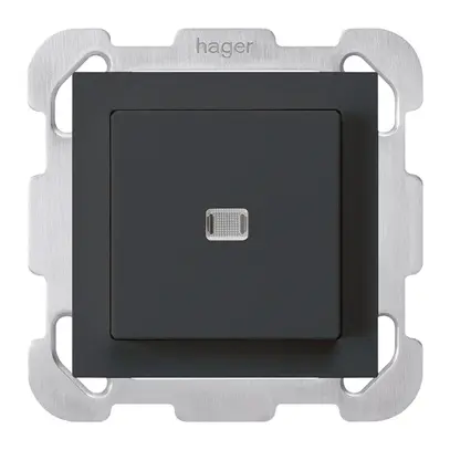Interrupteur poussoir lumineux ENC kallysto 3/1P noir avec plaque de fixation 