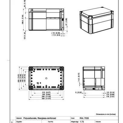 Scatola per apparecchio CUBO O 200×300×180 