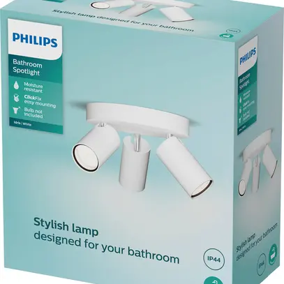 Spot Philips Idris GU10 3×5W IP44 222×196mm blanc 