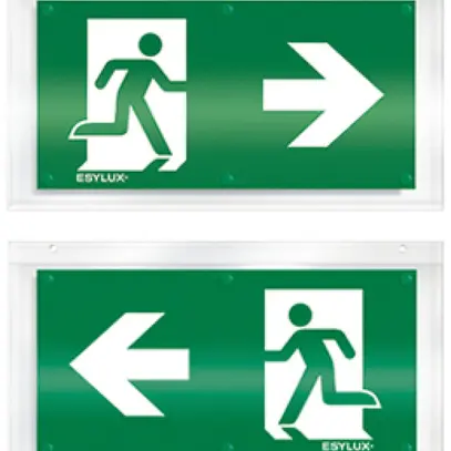 Plaque avec pictogramme ESYLUX pour SLX 2 part.flèche d/g 