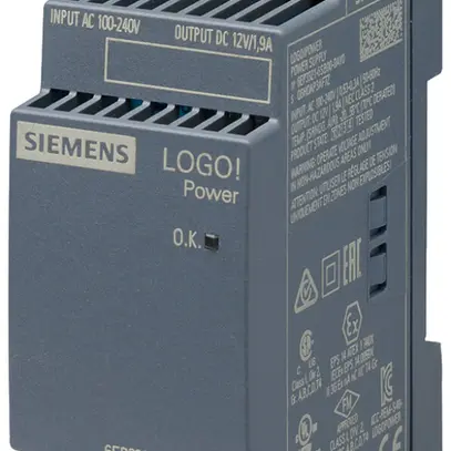 Alimentation Siemens LOGO!POWER, IN:100…240VAC, OUT:12VDC/1.9A, 2UM 
