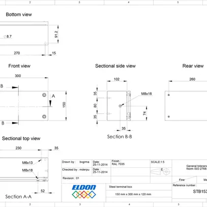 Boîtier de raccordement nVent HOFFMAN STB 300×150×120mm IP66 gris 
