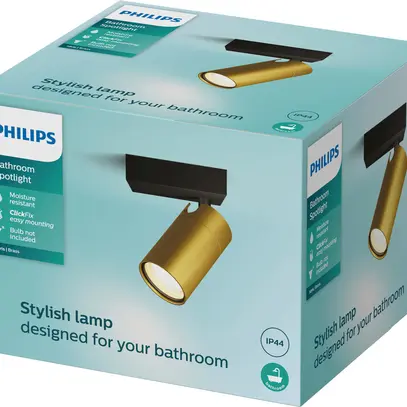 Spot Philips Idris GU10 1×5W IP44 109×100mm nero/ottone 