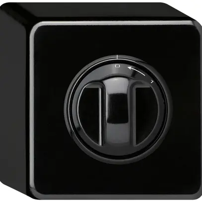 Contatto rotativo AP 0<1/1L nero basico con manopola 