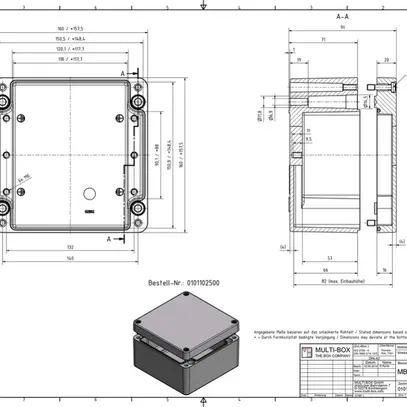 Scatola alluminio SWIB ENSTO AG 160×160×91mm IP66 grigio 