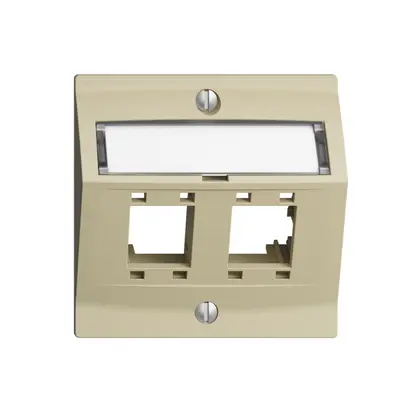 Kit montaggio EDIZIOdue, con cappa di uscita obliqua, per 2×RJ45, vanille 